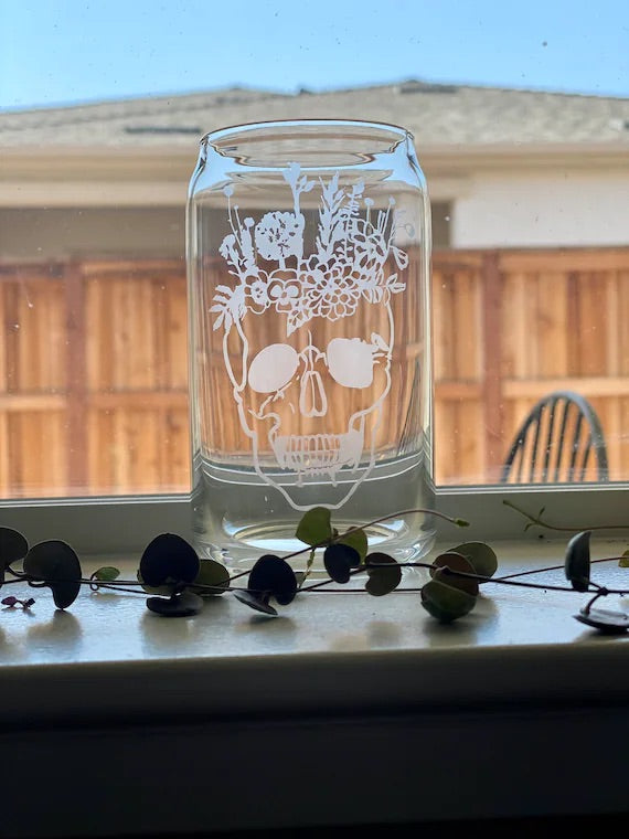 Boho Skull Beer Can Shape Glass