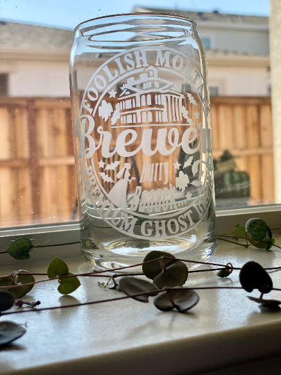 Etched Haunted Mansion Inspired Beer Can Glass Brewery Please read item description