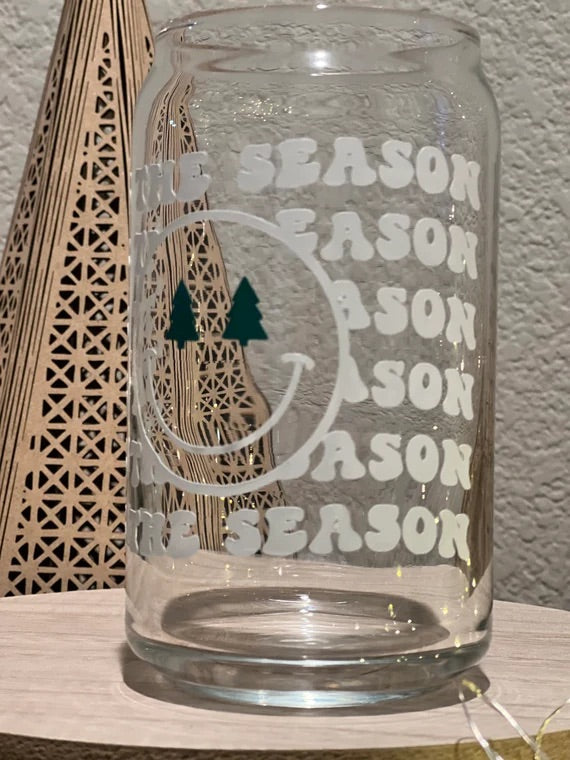 Tis The Season Beer Can Glass